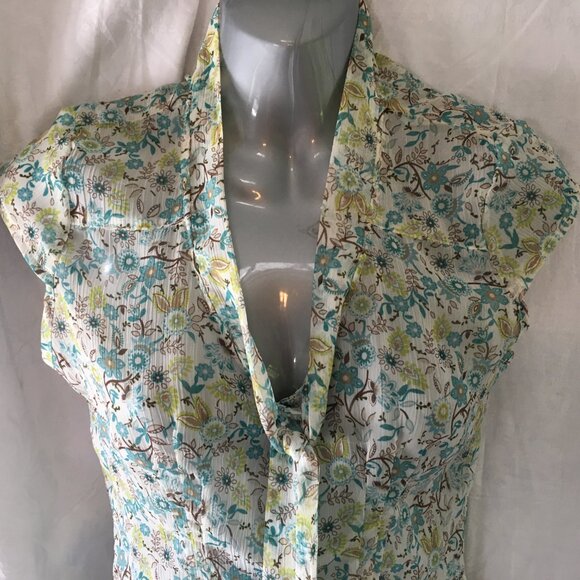 Smart Set Women's SZ S Sheer Top Sleeveless Blouse Floral Blue Y2K Fairy BOHO - Picture 12 of 16